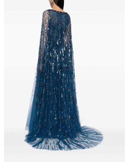 Jenny Packham Blue Abendkleid mit Kristallen