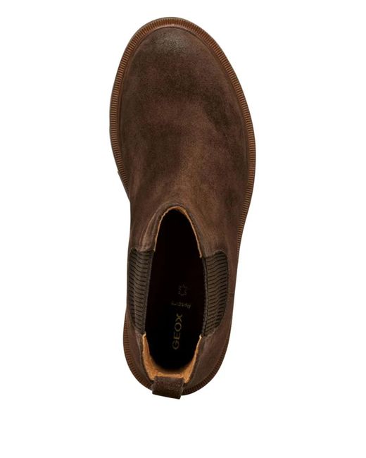 Geox Brown Elasticated-Panel Chelsea Boots