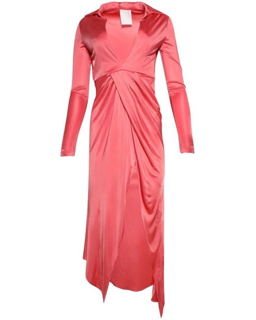 Givenchy Gedrapeerde Midi-Jurk in het Red