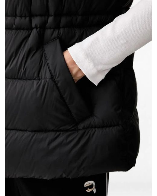 Karl Lagerfeld Black Quilted Logo-Patch Gilet