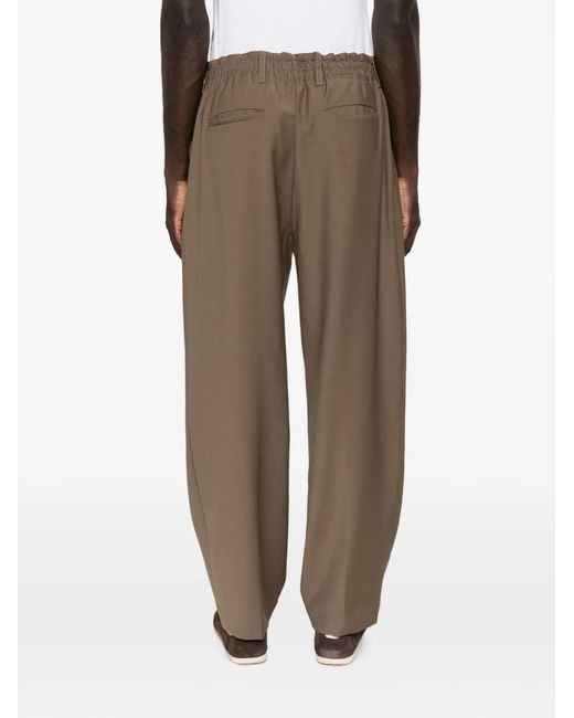 Myths Brown Pleated-Front Straight-Leg Trousers for men