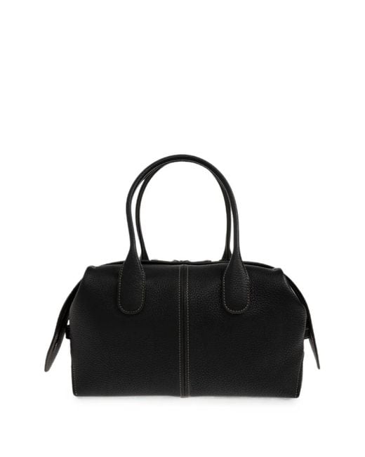 Tod's Black Logo-Patch Pebbled Leather Shoulder Bag