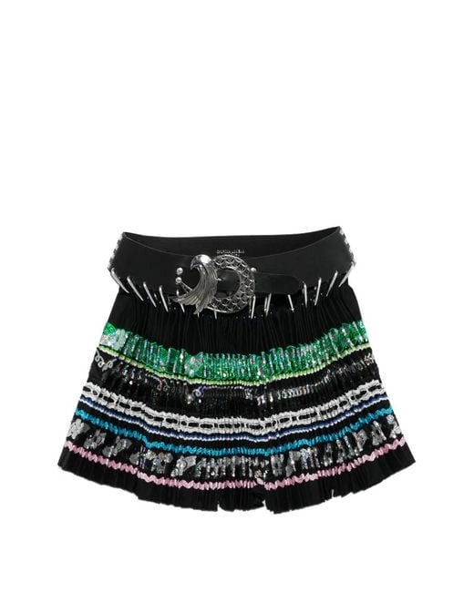Chopova Lowena Green Starbites Belt Embellished Mini Skirt