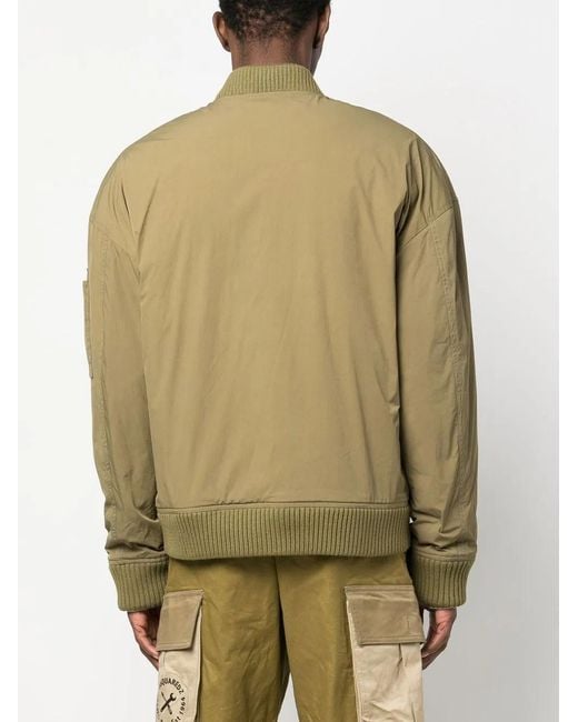 Logo Patch Zipped Bomber Jacket DSquared² de hombre de color Green