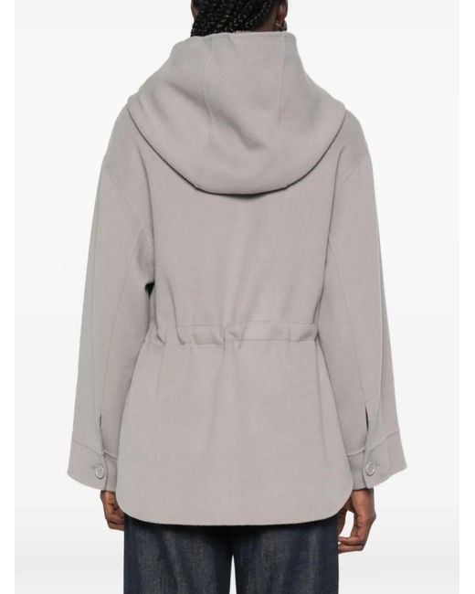 Max Mara Gray Monia Hooded Belted Jacket