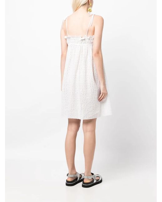 Ganni White Broderie-Anglaise Cotton Minidress