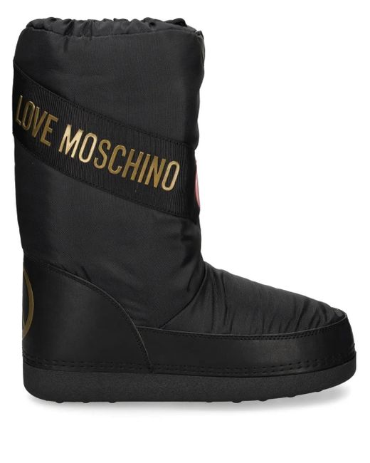 Love Moschino Black Logo-Print Snow Boots