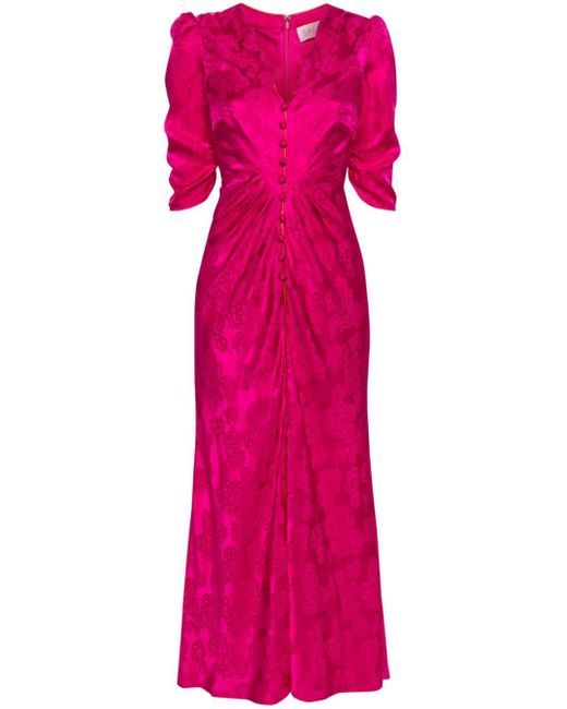 Saloni Pink Mitsu B Midi Dress