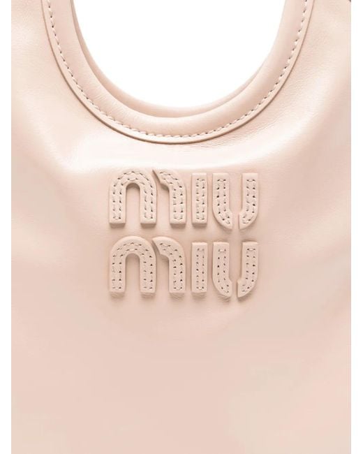 Miu Miu Pink Logo-embossed Tote Bag