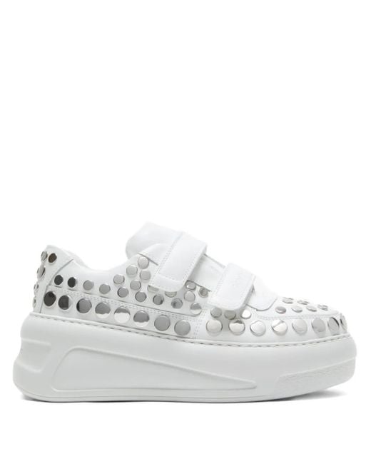 Acne White Touch-Strap Platform Sneakers