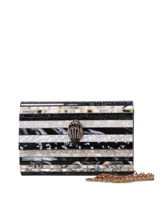 Kurt Geiger Black Mini Party Eagle Striped Clutch Bag