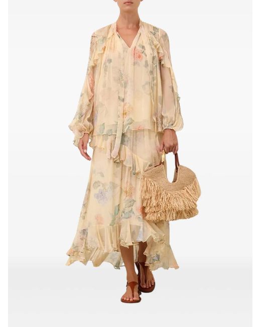 Zimmermann Natural Asymmetric Midi Skirt