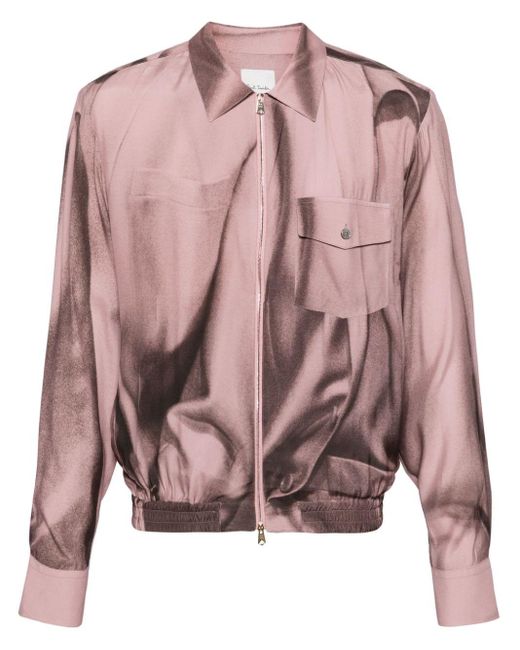 Paul Smith Pink Abstract-print Zip-up Shirt for men