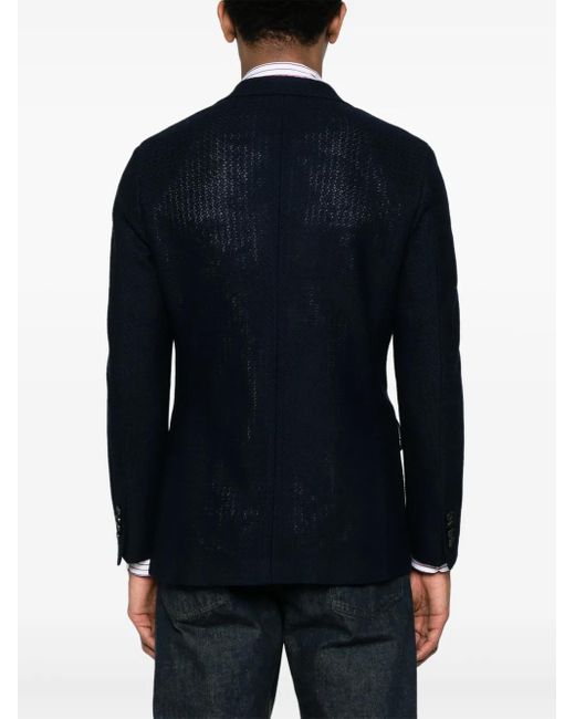 Etro Blue Patterned-Jacquard Single-Breasted Blazer for men