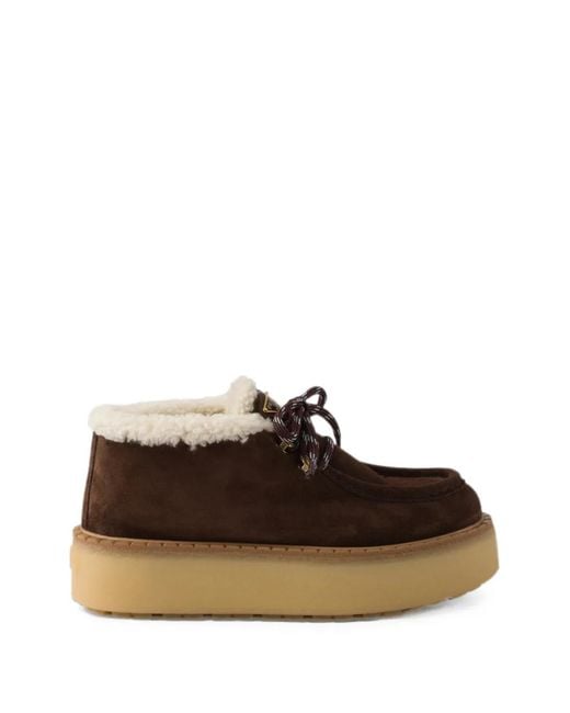 Prada Brown Shearling Lined Suede Booties