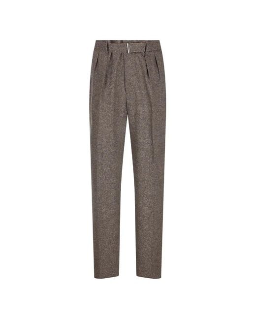 Tagliatore Gray Pleated Belted Trousers for men