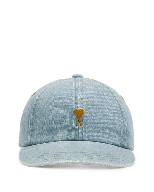 AMI Blue Denim Cotton Cap With Ami De Coeur