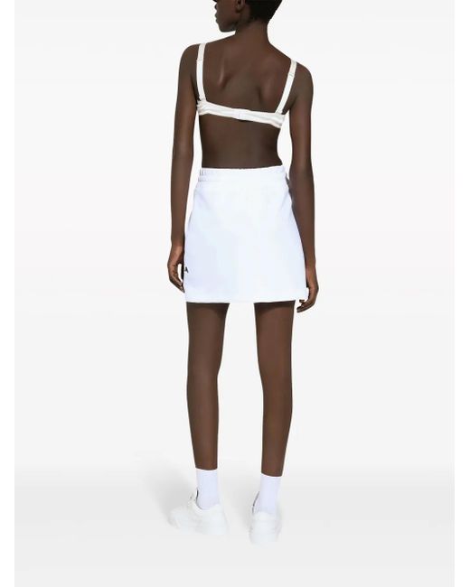 Dolce & Gabbana White Fleece Logo Print Skirt