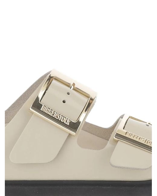 Birkenstock White Arizona Buckle-Fastening Leather Sandals