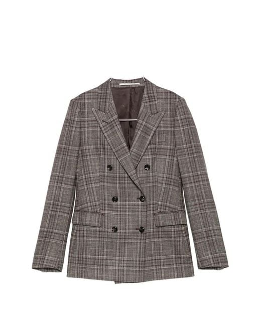 Tagliatore Brown Prince Of Wales Check Double-Breasted Jacket