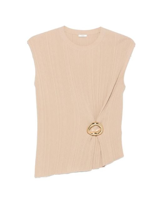 Joseph White Pleated Ring-Detail Top