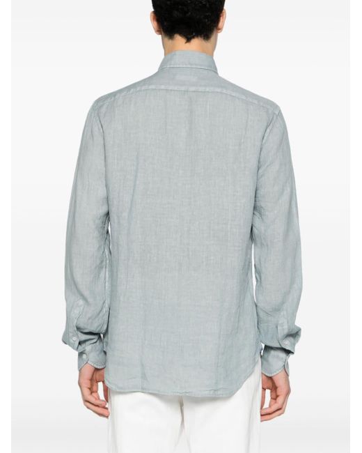 Dell'Oglio Spread-collar linen shirt in Gray für Herren
