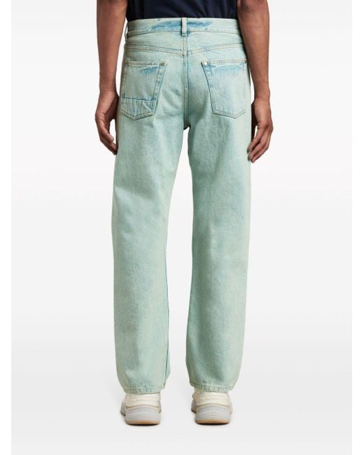 Palm Angels Blue Overdyed Wide-leg Jeans for men