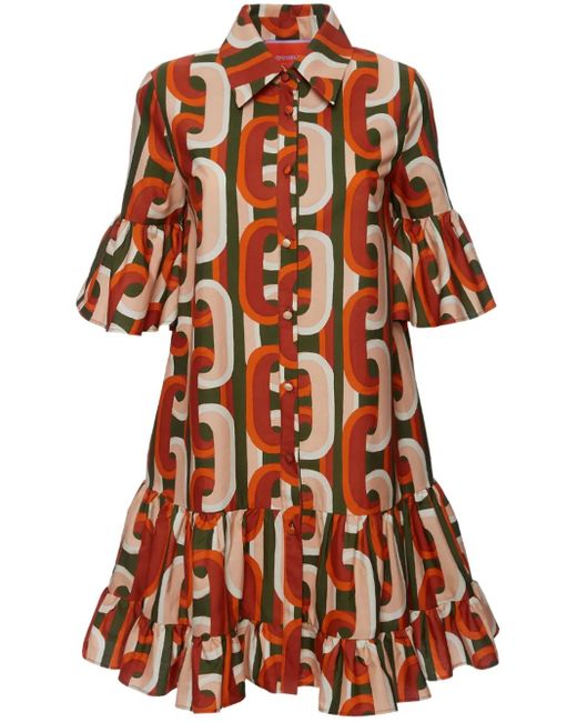 LaDoubleJ Red Choux Cotton Mini Dress