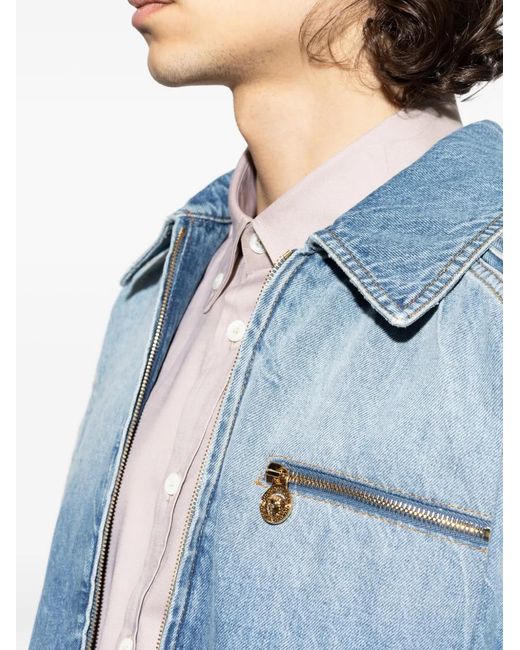 Versace Blue Zip-Pocket Jacket for men