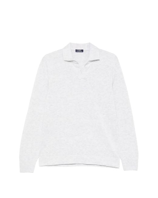 Arte' White Notched Collar Sweater for men