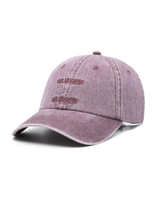 Samsøe & Samsøe Purple Logo-embroidered Denim Hat