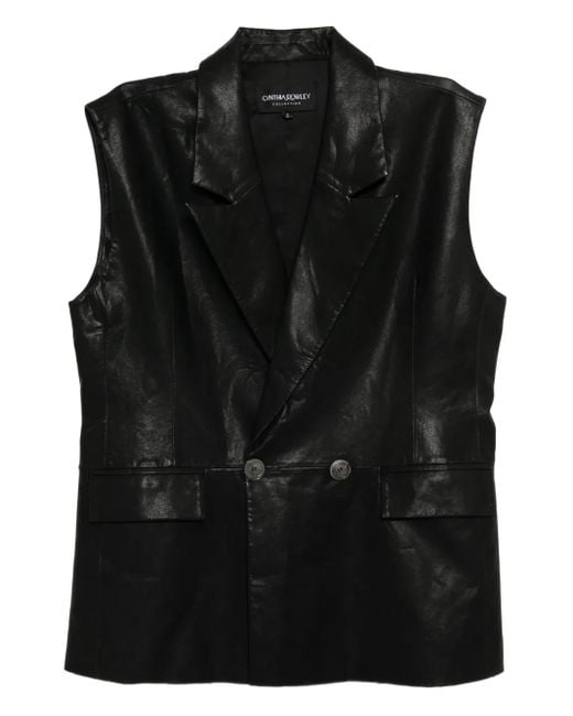 Veston En Cuir Cynthia Rowley en coloris Black