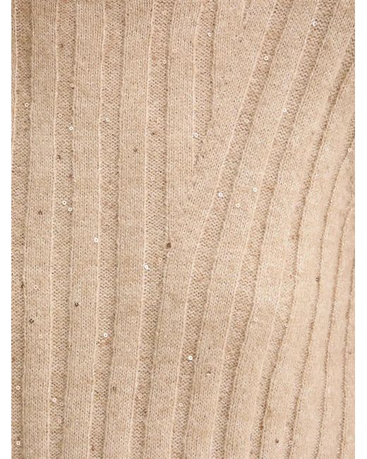 Twinset Natural Sequin-Embellished Ribbed Sweater