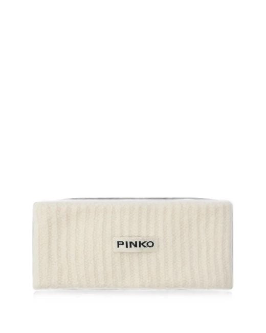 Pinko Natural Ribbed Logo-Patch Headband