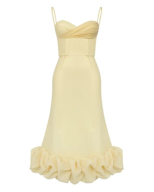 POST MERIDIEM Yellow Ausgestelltes Bustier-Kleid Mit Drapiertem Oberteil
