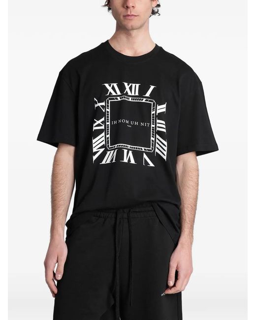 Ih Nom Uh Nit Black Logo-Print Cotton T-Shirt for men