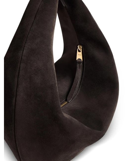 Khaite Black Medium Olivia Zip Calf-Suede Shoulder Bag
