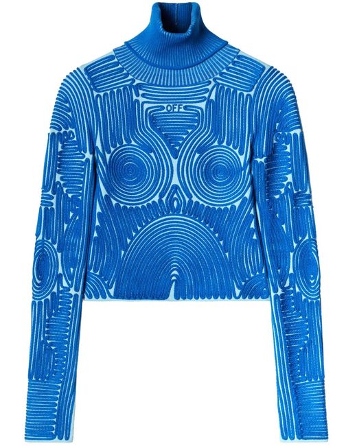 Off-White c/o Virgil Abloh Blue Flower Vortix Embroidered Top