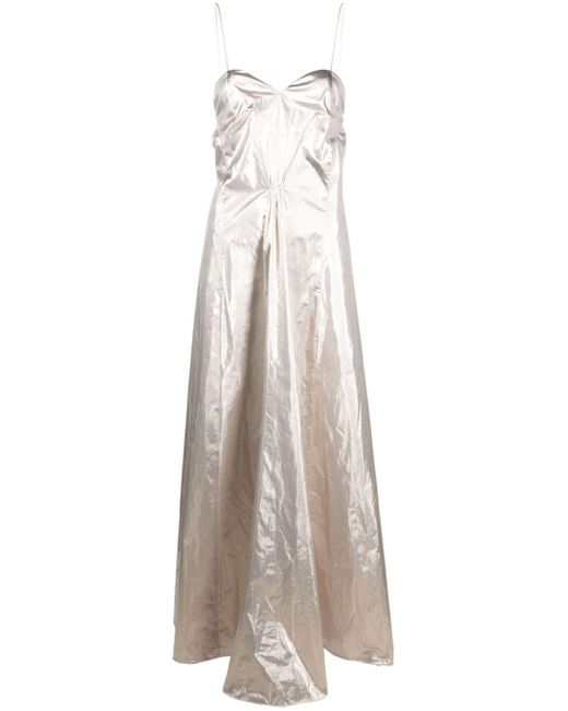 Forte Forte White Sweetheart-neck Lamé Gown