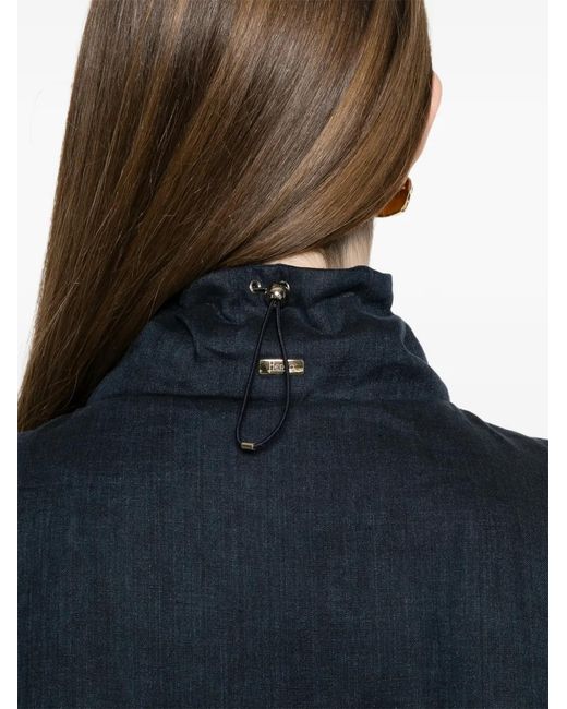 Herno Blue Linen Padded Jacket