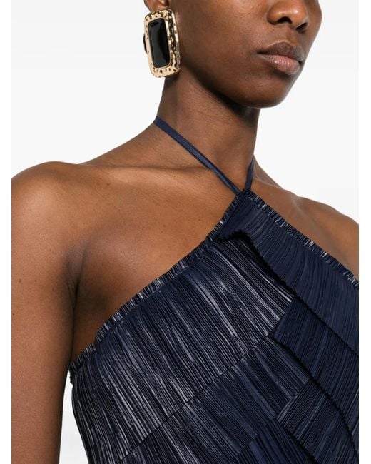 Cult Gaia Blue Robe Mi-Longue Patrizia Plissée À Dos Nu