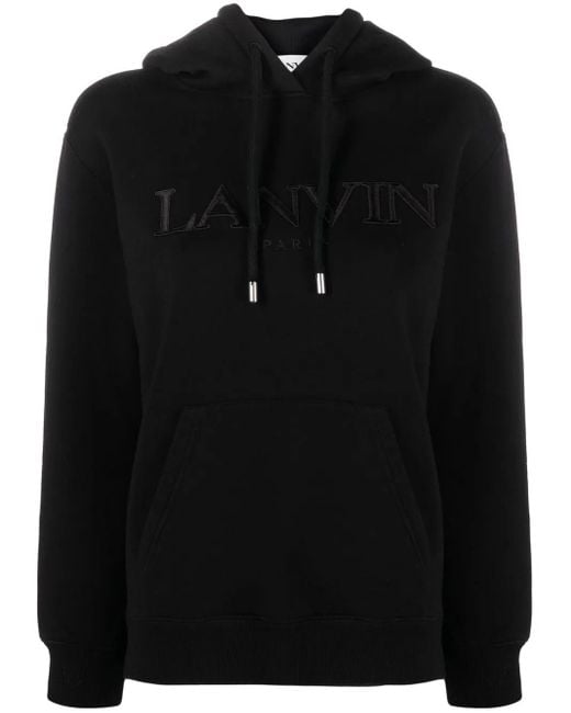 Lanvin Black Logo-Print Drawstring Hoodie