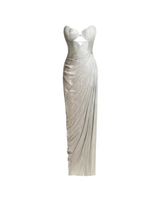 Maria Lucia Hohan White Amisha Cut-Out Pleated Maxi Dress