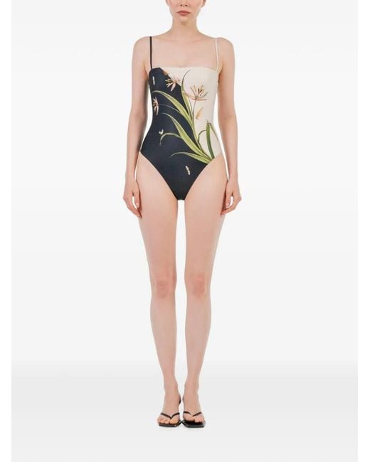 Agua Bendita Black Durazno Floral-Print Swimsuit