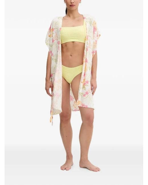 Rip Curl White Floral-Print Wrap Beach Cover-Up