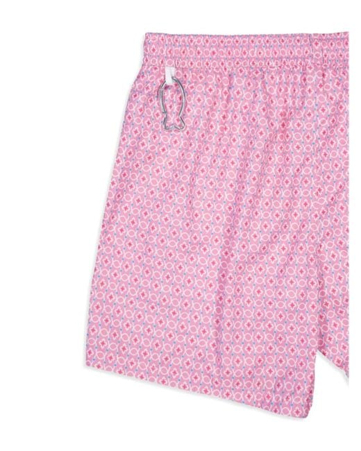 Fedeli Gemusterte Badehose Mit Stretchbund in Pink für Herren