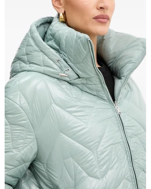 Patrizia Pepe Blue Quilted-Design Hooded Jacket