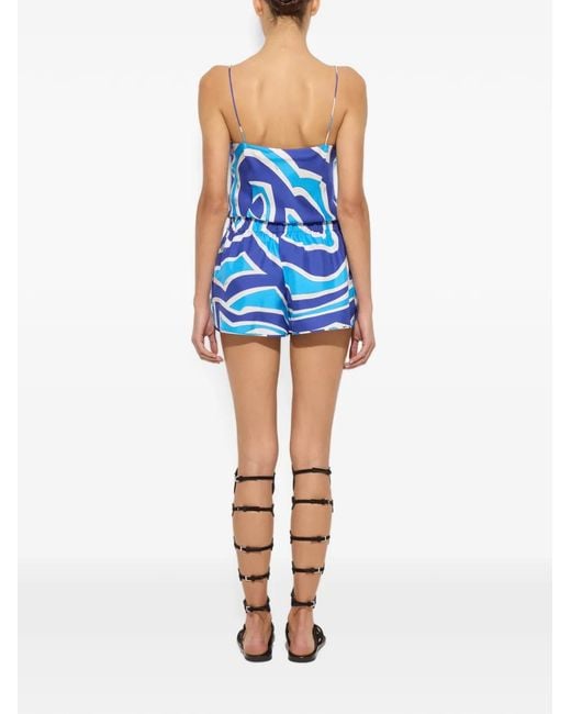 Emilio Pucci Blue Iride-Print Silk Shorts