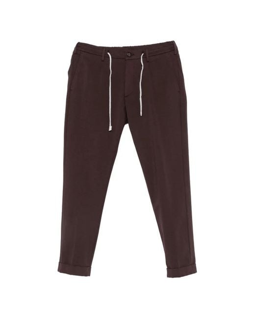 Eleventy Purple Drawstring-Waist Pleated Trousers for men