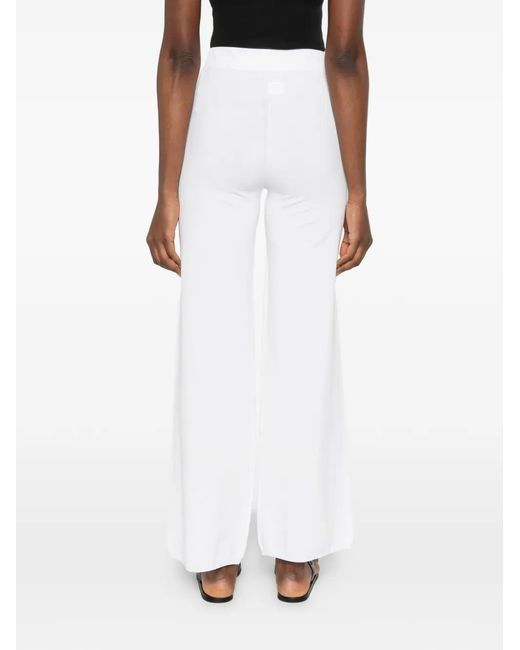 Kangra White Pantalon Palazzo À Taille Élastiquée